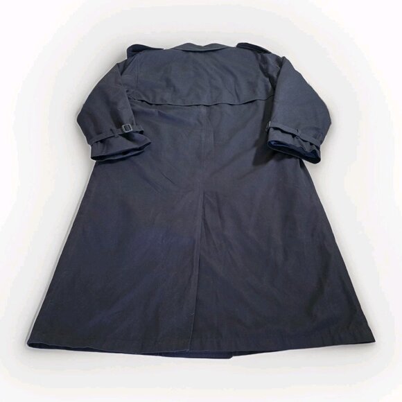 VTG London Fog Long Trench Coat 40R Men Navy Detach Lining Retro Grunge NO BELT - Picture 15 of 16